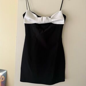 MAJORELLE Black Dress with White Accent